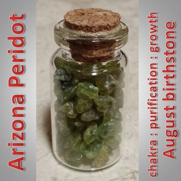 Other - AZ PERIDOT crystal rock stone bottle AUGUST birthstone CHAKRA 01 ARIZONA